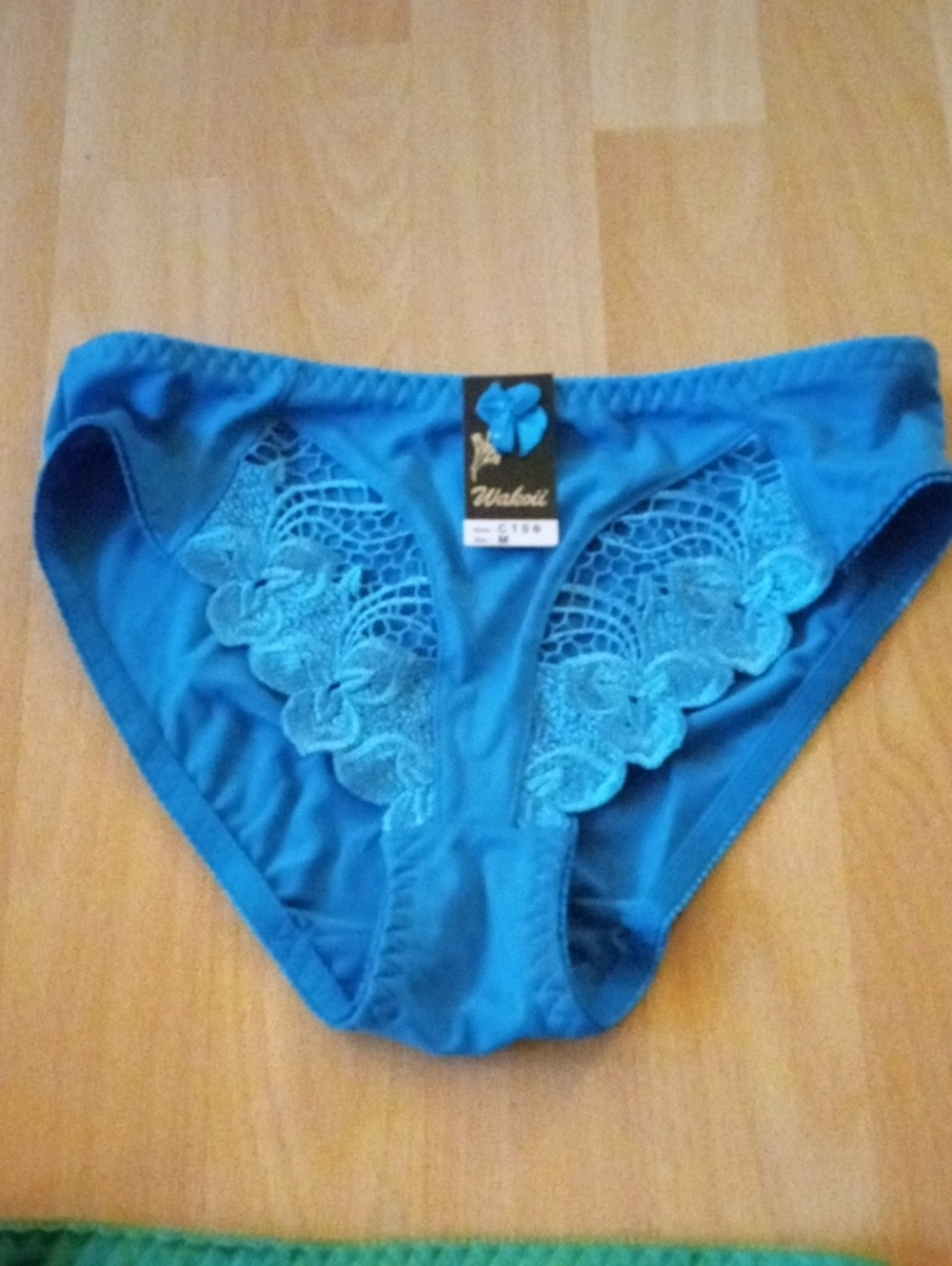 Teal Lace-Accent Women's Bikini Briefs